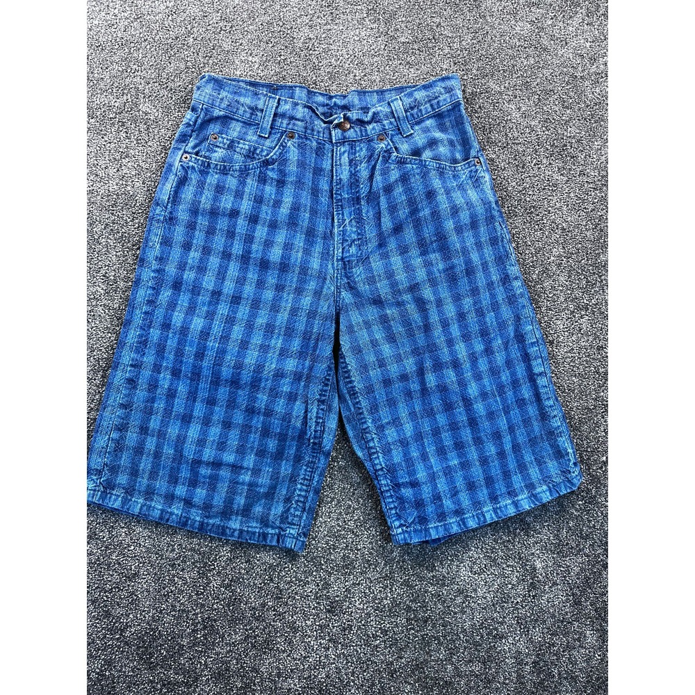 Levis Vintage 580 Short Mens 14 Regular Baggy Fit Cotton Check USA Blue